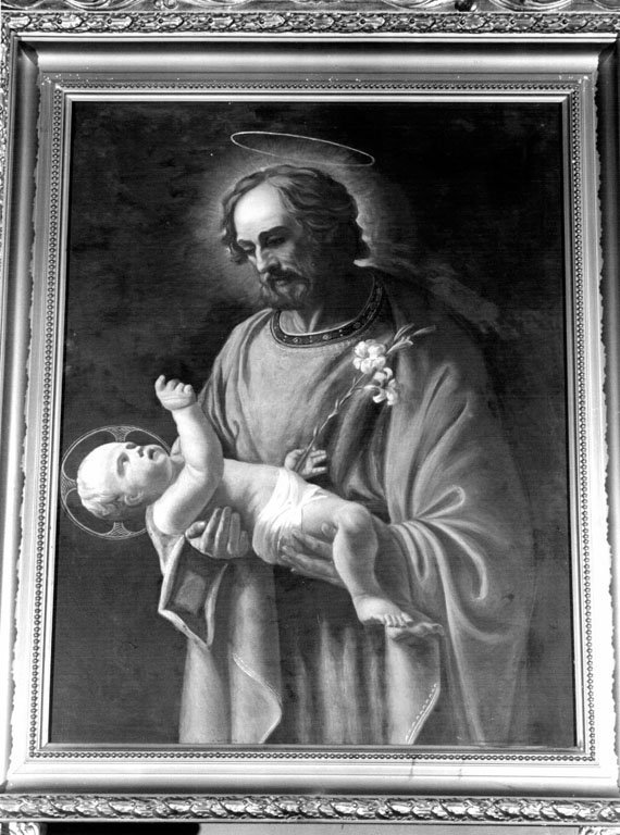 San Giuseppe e Ges&ugrave; Bambino (dipinto) di Cianci Antonio (sec. XX)